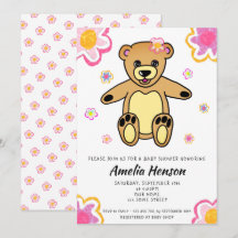 Teddy Bear Flower Girl Floral Baby Dusche