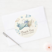 Teddy Bear Flying Airplane Vielen Dank Runder Aufkleber (Umschlag)