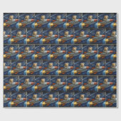 Teddy Bear Flying In a Rocket Ship Geschenkpapier (Flach)