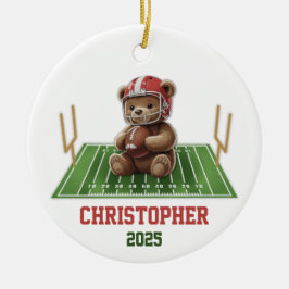 Teddy Bear Football Ornament for Boys