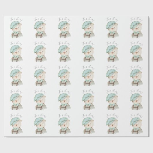 Teddy Bear for Baby Script Baby Shooting Wrapping Geschenkpapier (Flach)