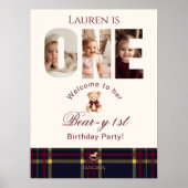 Teddy Bear Foto Bear 1. Geburtstag Willkommen Poster (Vorne)