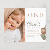 Teddy Bear Foto Erste Geburtstagspartei Haushalt (Vorderseite)