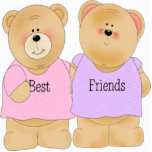 Teddy Bear Freistehende Fotoskulptur<br><div class="desc">Teddy Bear Best Friends Skulptur eines hat ein rosa Shirt,  das besagt,  Best der andere Bär hat ein lila Shirt und es sagt,  Friends es ist niedlich</div>