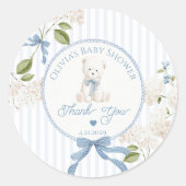 Teddy Bear French Nursery Baby shower Thank you Runder Aufkleber (Vorderseite)