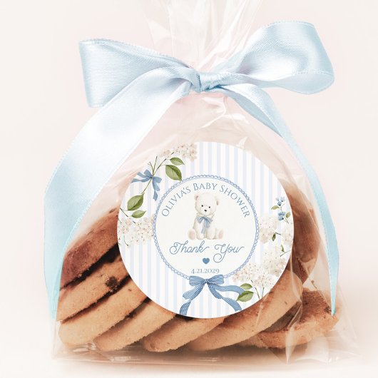 Teddy Bear French Nursery Baby shower Thank you Runder Aufkleber