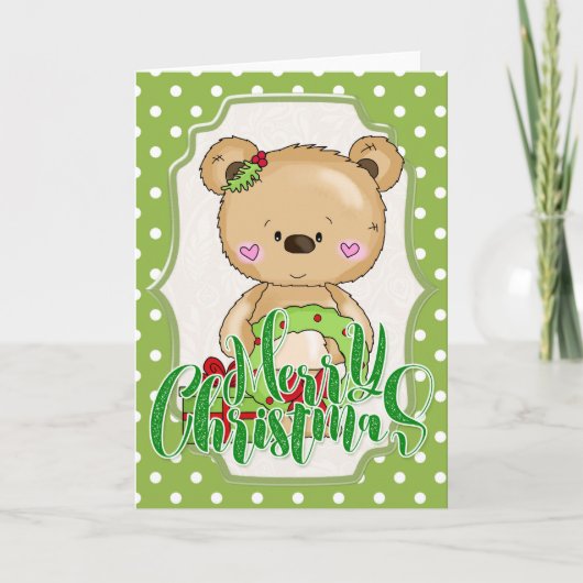 Teddy Bear Frohe Weihnachten Karte (Vorderseite)
