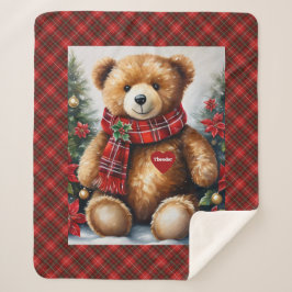 Teddy Bear fügt seinem Herz Weihnachten den Namen Sherpadecke