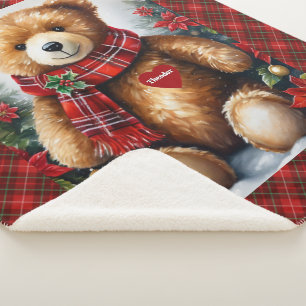 Teddy Bear fügt seinem Herz Weihnachten den Namen  Sherpadecke