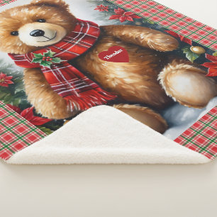 Teddy Bear fügt seinem Herz Weihnachten den Namen  Sherpadecke