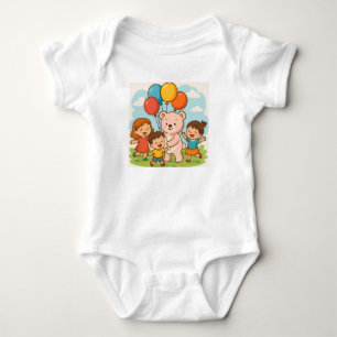 Teddy Bear Fun mit Balloons und Kindern Baby Strampler