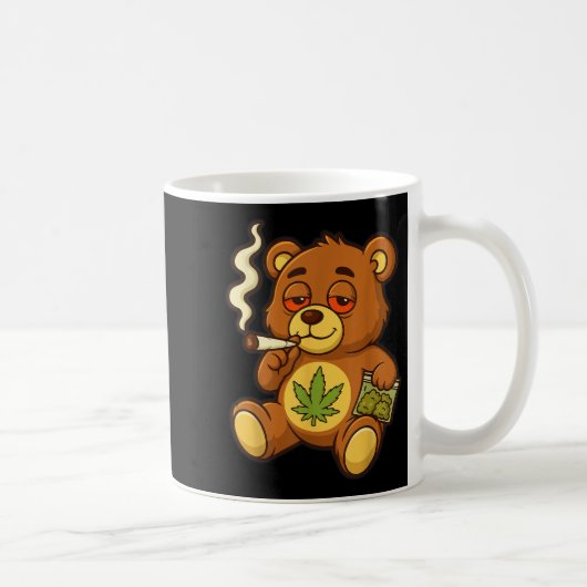 Teddy Bear Funny Wear Rauchen Bär mit Gelenk Kaffeetasse (Rechts)