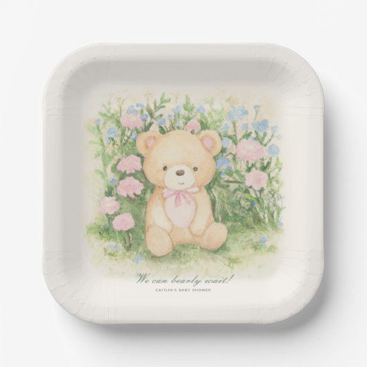 Teddy Bear Garden Classic Baby Shower Pappteller (Vorderseite)