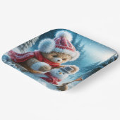 Teddy Bear Gebäude a Snowman Pappteller (Gewinkelt)