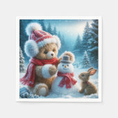 Teddy Bear Gebäude a Snowman Serviette (Vorderseite)