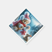 Teddy Bear Gebäude a Snowman Serviette (Ecke)