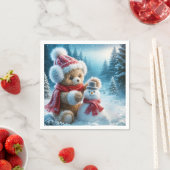 Teddy Bear Gebäude a Snowman Serviette (Beispiel)
