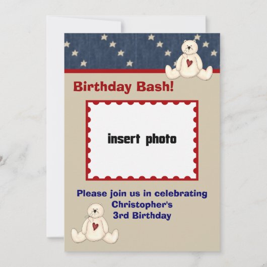 Teddy Bear Geburtstagsparty Einladungen (Vorderseite)