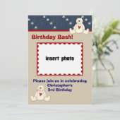 Teddy Bear Geburtstagsparty Einladungen (Stehend Vorderseite)