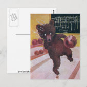 Teddy Bear geht Bowling Postkarte (Vorne/Hinten)