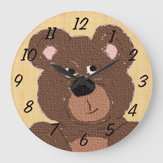 Teddy Bear (gelb) Große Wanduhr (Vorderseite)