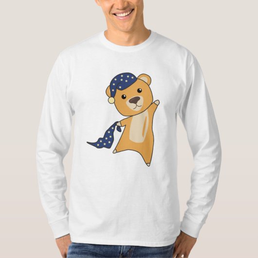 Teddy Bear Gelber Bär Schlafkappe T-Shirt (Vorderseite)
