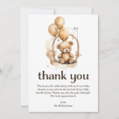 Teddy Bear Gender Neutral Baby Dusche Dankeskarte (Vorderseite)