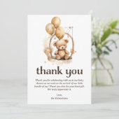 Teddy Bear Gender Neutral Baby Dusche Dankeskarte (Stehend Vorderseite)