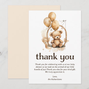 Teddy Bear Gender Neutral Baby Dusche Dankeskarte
