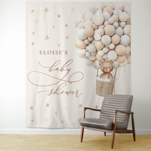 Teddy Bear Gender Neutral Baby Dusche Hintergrund Wandteppich (Beispiel)