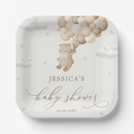 Teddy Bear Gender Neutral Baby Dusche Pappteller