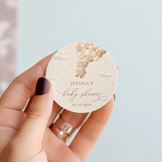 Teddy Bear Gender Neutral Baby Dusche Runder Aufkleber