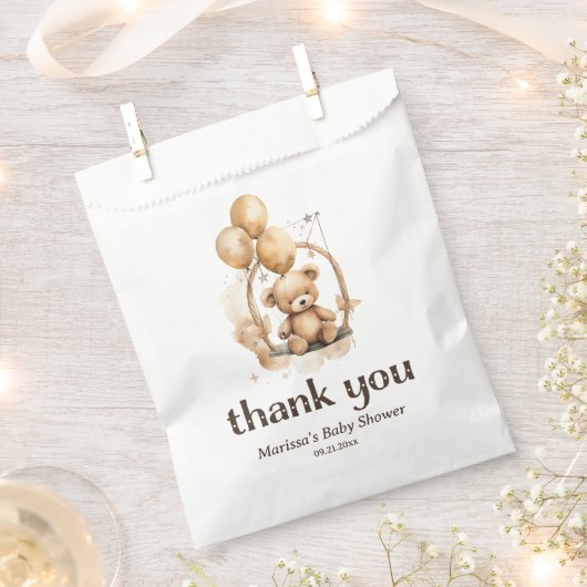 Teddy Bear Gender Neutral Baby Dusche Vielen Dank Geschenktütchen (Ausgeschnitten)