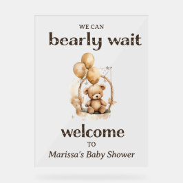 Teddy Bear Gender Neutral Baby Dusche Willkommen Acrylschild