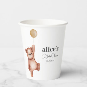 Teddy Bear Gender Neutral Baby Duwer Paper Cups Pappbecher
