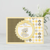 Teddy Bear Gender Neutral Baby Shower Einladung (Stehend Vorderseite)