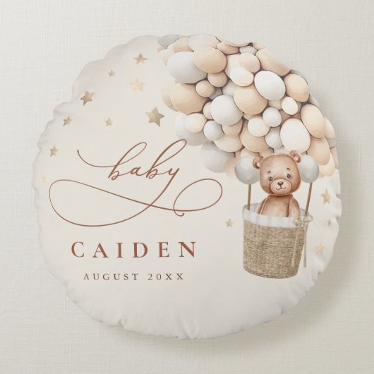 Teddy Bear Gender Neutral Baby Shower Kinderzimmer Rundes Kissen (Vorderseite)