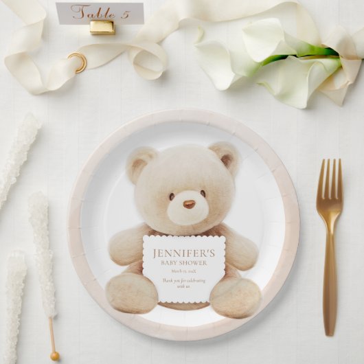 Teddy Bear Gender Neutral Baby Shower Paper Pappteller (Hochzeit)