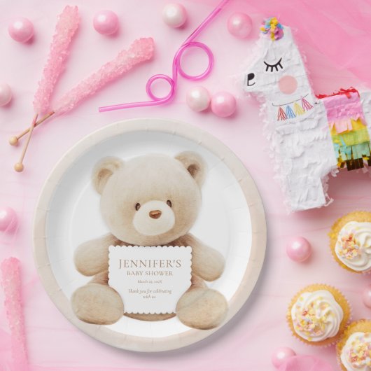 Teddy Bear Gender Neutral Baby Shower Paper Pappteller (Party)