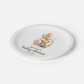 Teddy Bear Gender Neutral Baby Shower Paper Plate Pappteller (Schrägansicht)