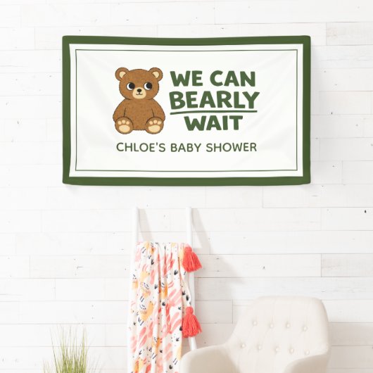 Teddy Bear Gender Neutral Minimalist Baby Shower Banner (Insitu)