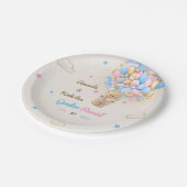 Teddy Bear Gender offenbaren rosa Blau Pappteller (Schrägansicht)