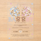 Teddy Bear Gender Reveal Acryleinladungen (Vorderseite)