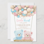Teddy Bear Gender Reveal Baby Shower Einladung (Vorderseite)