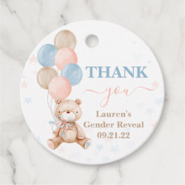 Teddy Bear Gender Reveal Baby Shower Fevor Tags Geschenkanhänger