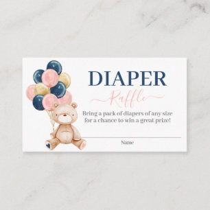 Teddy Bear Gender Reveal Diaper Raffle Begleitkarte