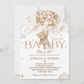 Teddy Bear Gender Reveal Einladung (Vorderseite)