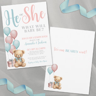 Teddy Bear Gender Reveal Einladung
