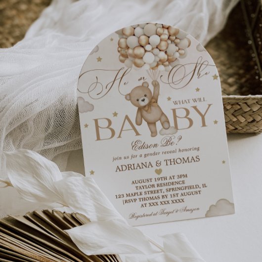 Teddy Bear Gender Reveal Einladung