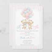 Teddy Bear Gender Reveal Einladung (Vorne/Hinten)